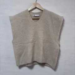 ZARA ザラ アルパカブレンドニットベスト アイボリー Vネック　M