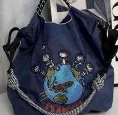 【未使用】スヌーピー刺繍　ストラップ付き　ボールアンドチェン　刺繍バッグ　M