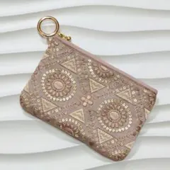 インド刺繍リボン ミニポーチ フラットポーチ ハンドメイド