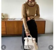 select moka ハイネックリブニット