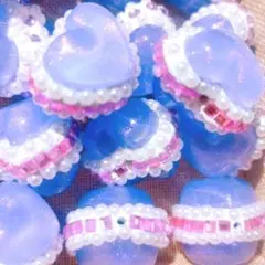 パープル ハートマカロン アクリルビーズ カスタムボールペン 薄紫色 デコ 2こ