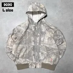 9090リアルツリーフルジップパーカーカモ柄刺繍ロゴビッグシルエットLサイズ
