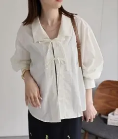 美品　サキシマトーキョー　リボンブラウス　リボン　長袖　シャツ