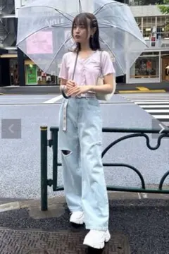 ⭐︎OLIVE des OLIVE ベルト付きダメージデニムパンツ　益若つばさのサムネイル