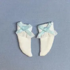 オビツ11 リボン付きフリルソックス　水色　499円
