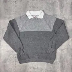 00s jerzees 襟付き ラグラン スウェット ボーダー グレー