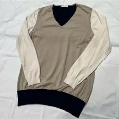 L.T. S.international Vネックニット ベージュ ネイビー