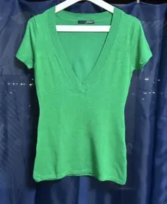 Sheervネック半袖ニット