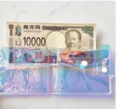【新品】折財布オーロラホログラム クリア 三つ折り財布 ミニウォレットのサムネイル