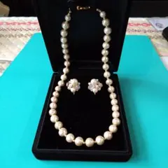 コットンパールネックレスとイヤリングセット41㌢