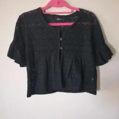 CLASSA レース 半袖 カーディガン ブラック