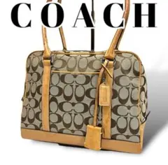 COACH コーチ シグネチャー キャンバス レザーハンドバッグ 肩掛け