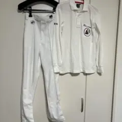 FINE STAR 白 長袖ポロシャツ スラックス セット