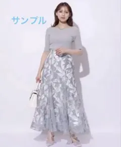 ☆アプワイザーリッシェ ニットコンビフラワーワンピース サイズ1 紺