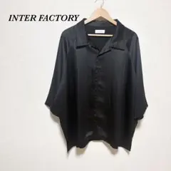 【インターファクトリー】INTER FACTORY シャツ M 黒 サテンのサムネイル