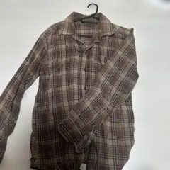 ブラウン チェック柄 長袖シャツ