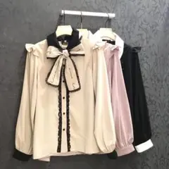 ROJITA ロゴリボンブラウス ベージュ