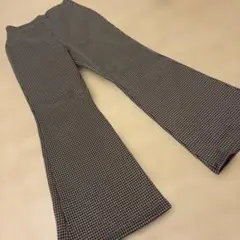 Lutique 千鳥？チェック柄フレアパンツ茶系L