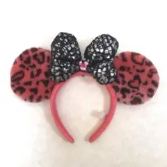 【美品】ミニーちゃん　ヒョウ柄カチューシャ　ディズニー
