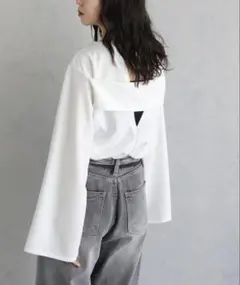 新品未使用 cheriella カットジョーゼットバックデザイン プルオーバー