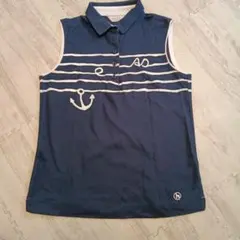 adabat ネイビー ストライプ ポロシャツ