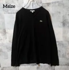 LACOSTE Msize 長袖カットソー 刺繍ロゴ ワンポイントロゴ 黒