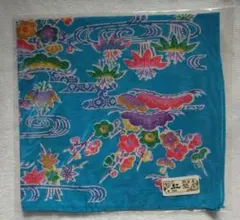 【未開封・未使用】別染め　花柄ハンカチ（チーフ）青色