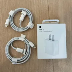 Apple純正ライトニングケーブル2本と20Wアダプター
