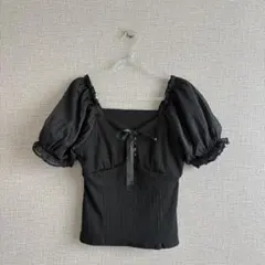 ♡アンクルージュ♡ パフスリーブ　半袖トップス　黒のサムネイル