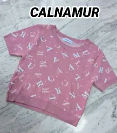 藤田ニコルプロデュース　CALNAMUR 　ピンク　ロゴニット　半袖トップス