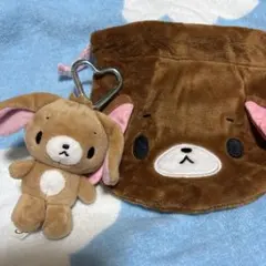 サンリオ シュガーバニーズ くろうさ マスコットキーホルダー　ふわふわ巾着セットのサムネイル