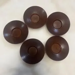 木製ストライプ模様茶托5枚セット
