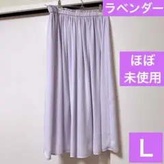 シフォン ワイドパンツ ラベンダー フレアスカート風 ゴムウエスト ガウチョ Ｌ
