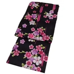 レディース 浴衣 単品 黒 矢羽根 花柄 新品未使用