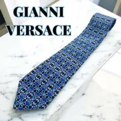 【極美品】VERSACE ベルサーチェ ネクタイ メデューサ総柄 ブルー メンズ