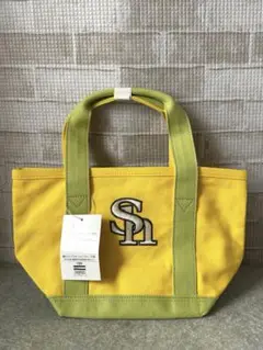 【未使用】福岡ソフトバンクホークス　キャンパス　トートバッグ　刺繍　イエロー