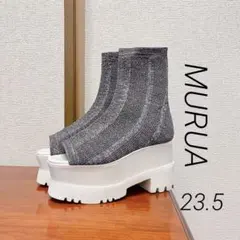 ❤️極美品★MURUA ジャガードソックス ブーツ 厚底オープントゥ サンダル