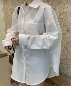 Honeyspot オーバーサイズシャツ ソリッド ドロップショルダー 白 長袖