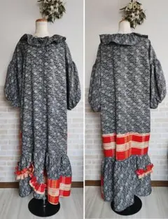 <詳細追加(写真追加:キズ)>☆着物リメイク ハンドメイド ゆったりワンピース☆