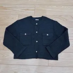 GU ダブルポケットニットジャケット　ネイビー
