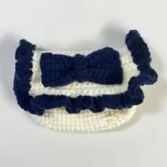 編み物 フリルリボンポーチ