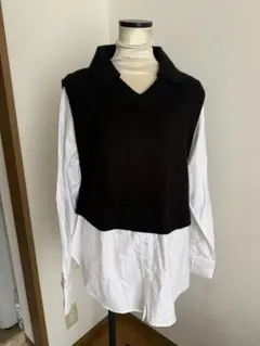 CALVIN KLEIN ニットベスト シャツ ドッキングトップスのサムネイル