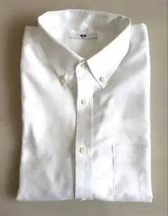 ユニクロ　メンズ　ワイシャツ　半袖　白　ボタンダウン　XL