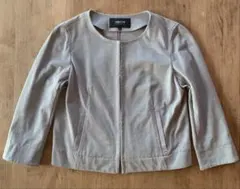 COMME CA ISMグレー ノーカラー レディースジャケット Sサイズ