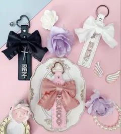 【オーダー】量産型　韓国　アルファベット　カスタムキーチャーム　リボン　推し活