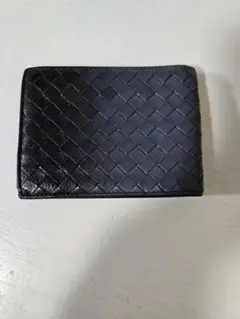 BOTTEGA VENETA 二つ折り財布 紺 編み込み