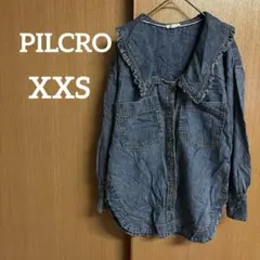 PILCRO【XXS】ブルー デニムフリルシャツ カジュアル シンプル おしゃれ