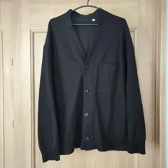 ユニクロ ブラック フレンチリブカーディガン メンズL