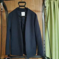 【人気•ノーカラー】Luis ルイス テーラードジャケット ネイビーボタンレスS