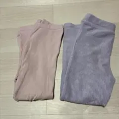 ユニクロ　キッズ リブ コーデュロイレギンス 2枚セット ピンク パープル110